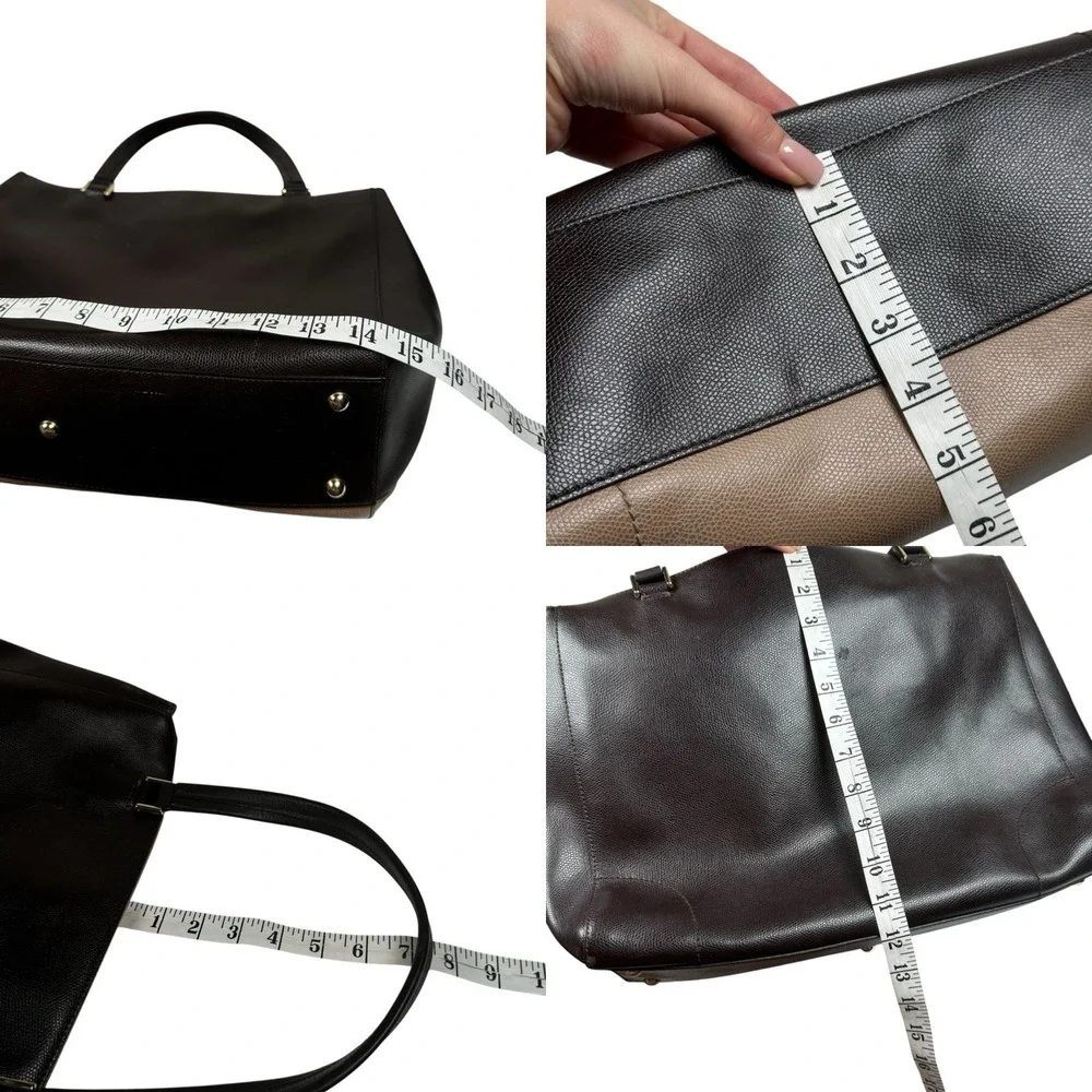 Furla Top Handle Handbag Italian Leather Purse Taupe‎ Cream Brown